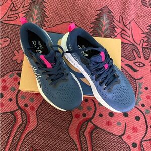 ASICS Women's Navy and Pink Sneakers